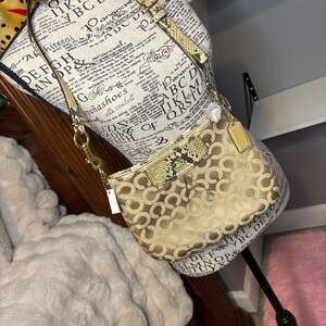 COACH NWT Khaki Signature Jacquard & Snake-Embossed Leather Crossbody Bag